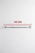 Krom Yapışkanlı Uzun Havluluk – Kare Topuzlu Metal Banyo Havlu Askısı, Dayanıklı & Şık - (101-K) - KTK - 3