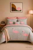 Çift Kişilik Pamuklu Nevresim Takımı Flamingo Love - 1