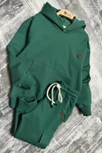 Kapüşonlu ve Kanguru Cepli Yeşil Renk Erkek Çocuk Eşofman Takım thumbnail 2