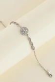 Gümüş Pazarım Yuvarlak Kesim Baget Taşlı Gümüş Bileklik thumbnail 4