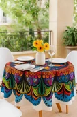 Yuvarlak Etnik Desenli Duck Kumaş Masa Örtüsü 150X150 Cm - 3