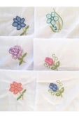Hediyelik İşlemeli Bayan Mendili 12 Adet 28x28 cm 100 Pamuk - 2