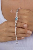 Gümüş Pazarım Pırlanta Montür Aqua Taşlı Gümüş Bileklik thumbnail 3