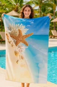SeaDream Tropikal Desenli Plaj Havlusu 70X140 Cm  DenizYıldızı - 1
