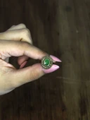 Doğal Taş Yeşil Akik Doğal Taşlı Antik Model Kadın Ayarlanabillir Yüzük euy74ya thumbnail 3
