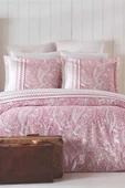 Çift Kişilik Nevresim Takımı Pamuklu Vintage Pembe Paisley - 2
