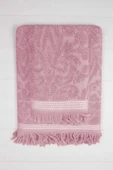 2 Parça Jakarlı Banyo Havlu Takımı %100 Pamuklu 90x150 Cm Arden Pembe - 1