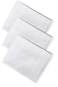 3’lü Özel Paket Premium Erkek Mendil Seti  %100 Pamuk 42x42 cm Beyaz - 2