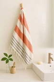 Mimoza Unisex Peştemal Plaj Havlusu 100x180 Cm %100 Pamuklu Soft Kırmızı-Siyah - 2