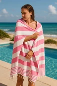Mimoza Unisex Peştemal Plaj Havlusu 100x180 Cm %100 Pamuklu Soft Pembe-Açık Pembe - 1