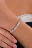 Gümüş Pazarım Su Yolu Baget Taşlı Gümüş Kadın Bileklik thumbnail 1