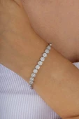 Gümüş Pazarım Rodyum Kaplama Yuvarlak Taşlı Gümüş Bileklik - 2
