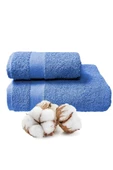 2 li Banyo Havlu Takımı %100 Pamuklu Dry Mavi - 1