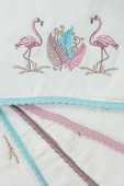 3 Lü Renkli Kuğu Nakışlı Su Taşı Kenar İşlemeli Havlu Seti 50X90 Cm - 4