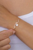 Gümüş Pazarım Manolya Çiçeği Kadın Rosegold Gümüş Bileklik thumbnail 2