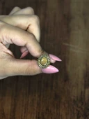 Doğal Taş Sitrin Doğal Taşlı Antik Model Kadın Ayarlanabillir Yüzük euy74s thumbnail 3