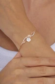 Gümüş Pazarım Manolya Çiçeği Kadın Rosegold Gümüş Bileklik thumbnail 3