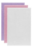 3 lü Düz Renk El Yüz Havlu Seti %100 Pamuklu 50x90 Cm Mor-Pembe-Beyaz - 2