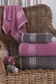 4 lü Kadın Erkek Banyo Havlusu Takımı Oscar Mürdüm Antasit - 5