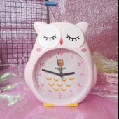 Baykuş Büyük Boy Sevimli Baykuş Saat Çocuk odası saati pembe renk - 1