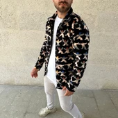 Erkek Tam Fermuarlı Desenli Polar Sweat – Siyah Multicolor Figür Desen Yakalı, Uzun Kollu, Oversize Rahat Kalıp- Siyah thumbnail 3