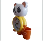 Panda Tasarımlı Saat Kalemlik Kızlar ve Erkekler İçin Yatak Odaları ve Oyun Odaları Saati sarı renk - 3