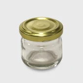 29cc cam kavanoz, 25 adet, gold kapaklı, Boş kavanoz - 1