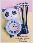 Panda Tasarımlı Saat Kalemlik Kızlar ve Erkekler İçin Yatak Odaları ve Oyun Odaları Saat mavi renki - 3