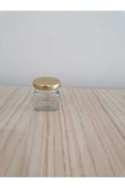 40cc Köşeli Şeffaf Cam,gold Kapak Kavanoz,mini Kavanoz,bal Kavanozu,süs Kavanozu,50 Adet - 1