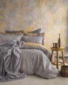 Çift Kişilik Paolina Gri Yatak Örtülü Nevresim Set - 1