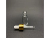 10ml Şeffaf, Cam Şişe, 24 adet, Cam Damlalıklı, Ecza şişesi, Propolis şişesi, Gold Kapak Beyaz Emzik - 1