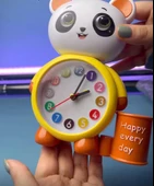 Panda Tasarımlı Saat Kalemlik Kızlar ve Erkekler İçin Yatak Odaları ve Oyun Odaları Saati sarı renk - 2
