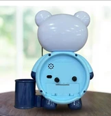 Panda Tasarımlı Saat Kalemlik Kızlar ve Erkekler İçin Yatak Odaları ve Oyun Odaları Saat mavi renki - 4