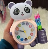 Panda Tasarımlı Saat Kalemlik Kızlar ve Erkekler İçin Yatak Odaları ve Oyun Odaları Saati - 1