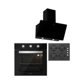 Silverline BO6503B01 - CS5343B01 - 3457 Soho 60 Siyah Cam Ankastre Set thumbnail 1