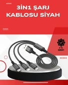 Dayanıklı Metal Başlıklı 3’ü 1 Arada Şarj Kablosu – Tüm Cihazlarla Uyumlu - 1