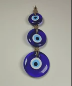 Dekoratif Nazarlık, İpli Nazar Boncuğu makrome örgülü 3 sıra 28 cm - 3