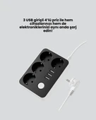 Akım Korumalı 3 USB Portlu 4’lü Priz 4.1A Hızlı Şarj - 2