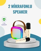 Kablosuz Karaoke Hoparlör – Çift Mikrofon ve LED Işıklı - 1