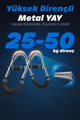 2X POWER (25-50KG) Ayarlanabilir Çift Metal Yaylı Göğüs & Kol Full Body Egzersiz Aleti Fitness Bar thumbnail 6