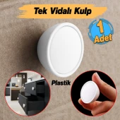 Tek Vidalı Beyaz Renk Piyano Polimer Düğme Kulp Bombeli Dolap Mobilya Dolap Çekmece Kulpu Kulbu thumbnail 2