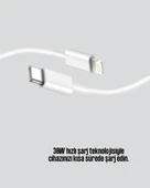 30W Type-C Lightning Hızlı Şarj Kablosu 1.2m iPhone Uyumlu - 2
