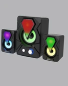 USB Bağlantılı RGB 2.1 Hoparlör Seti Derin Bas ve Renkli Işık - 3
