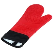 3B Trend 2 Adet Silikon Yanmaz Yapışmaz Isı Yalıtımlı Mutfak Fırın Eldiveni Kırmızı thumbnail 2