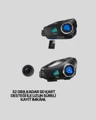 Q28 Full HD Kameralı Motosiklet Kask Kulaklığı – 45 Saat Müzik, IPX6 Su Geçirmez - 5