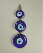 Dekoratif Nazarlık, İpli Nazar Boncuğu makrome örgülü 3 sıra 28 cm - 1