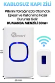 Kablosuz Uzaktan Kumanda Kapı Zili Işıklı Uzun Menzilli Pilli 32 Farklı Melodili Beyaz 9389 thumbnail 2
