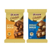 Ülker Dolu Dolu Sütlü Bütün Fındıklı ve Bademli Çikolata 80 gr 2 li - 1