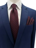 Brianze Bordo Lacivert Desenli Kravat Ve Mendil Set thumbnail 1