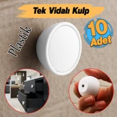 Tek Vidalı 10 Adet Beyaz Renk Polimer Düğme Kulp Bombeli Dolap Mobilya Dolap Çekmece Kulpu Kulbu thumbnail 2